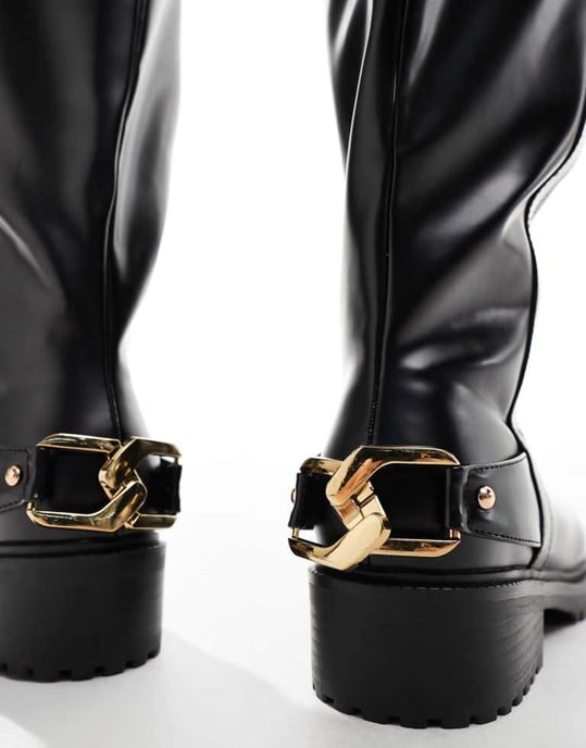 Simmi London Bred Passform Gerald Over The Knee Stövlar i Svart - Image 4