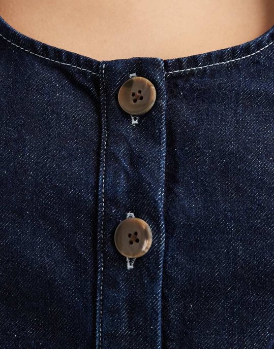 ASOS DESIGN denim bust detail top in mid blue - Image 3