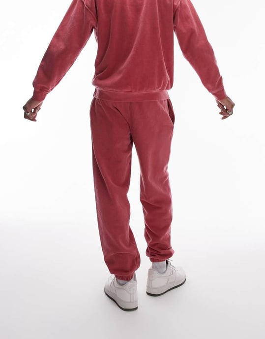 Topman vintage tvättad oversized jogger i röd - Image 4