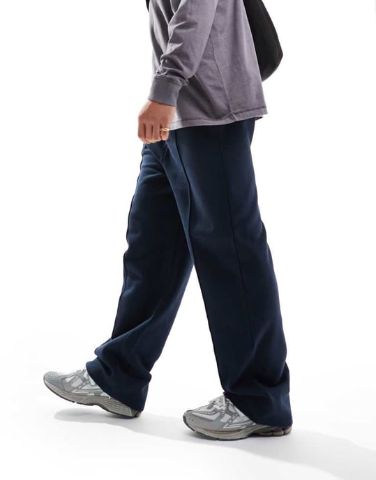 ASOS DESIGN vid bens jogger med veck i marinblå - Image 4