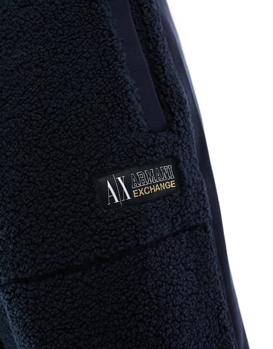 Armani Exchange borg joggers i marinblå - Image 2