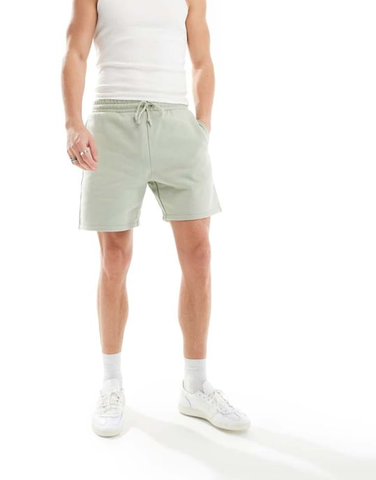 ASOS DESIGN premium oversized tungviktsshorts i 400gsms i ljusgrön - Image 2