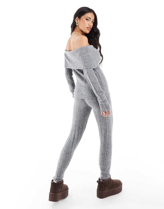 In The Style stickade leggings set i grått - Image 2