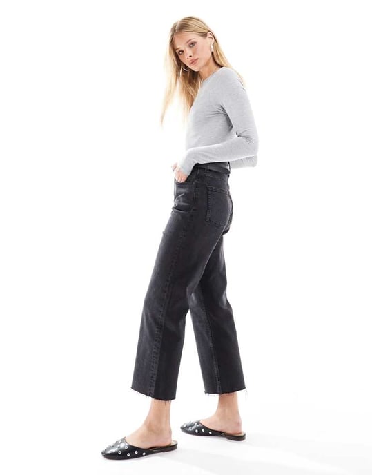 ASOS DESIGN ankelhöga raka benjeans i svart - SVART - Image 3