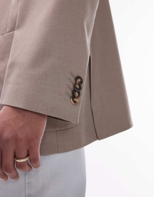 Topman boxy oversized suit jacket in stone - Image 3