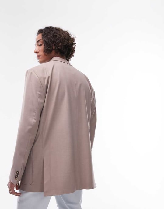 Topman boxy oversized suit jacket in stone - Image 4