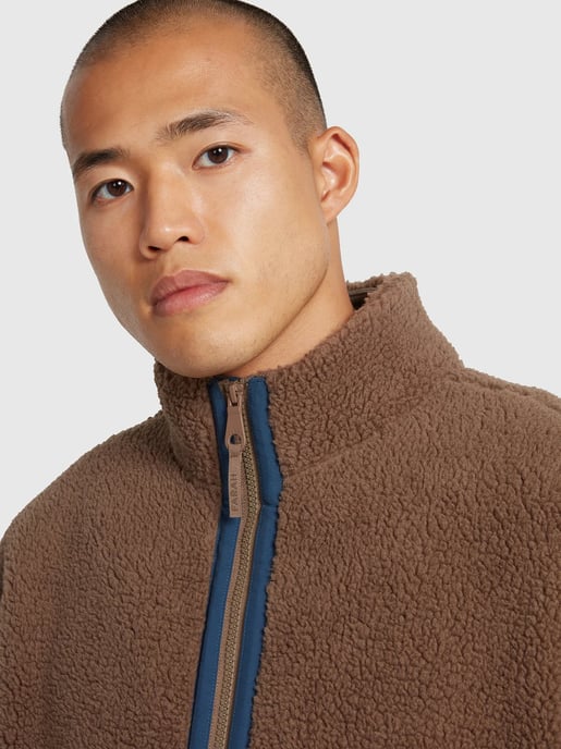 Mens Mushroom Grey Elias Full Zip Fleece Jacket - Image 2