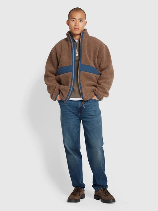 Mens Mushroom Grey Elias Full Zip Fleece Jacket - Image 3