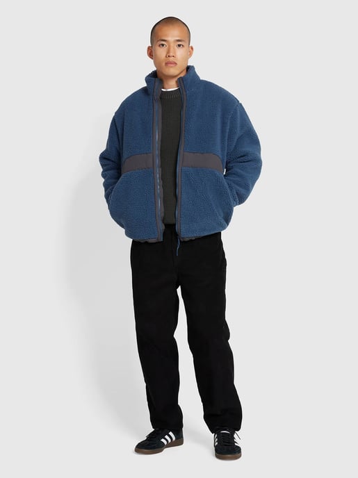 Mens Deep Blue Elias Full Zip Fleece Jacket - Image 3