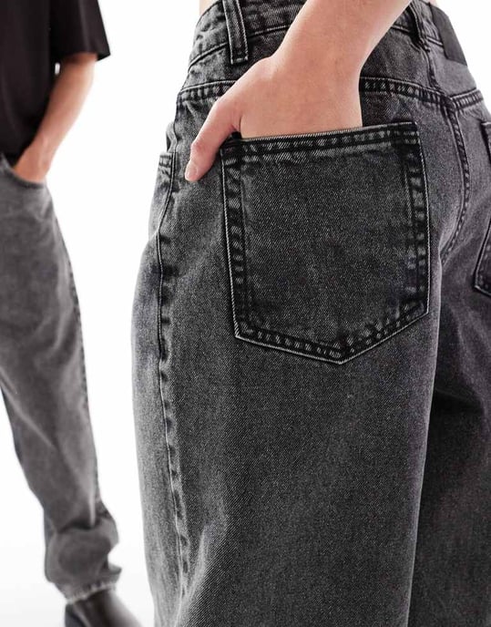 Reclaimed Vintage unisex loose fit jeans i 90-tals kolgrå - Image 2
