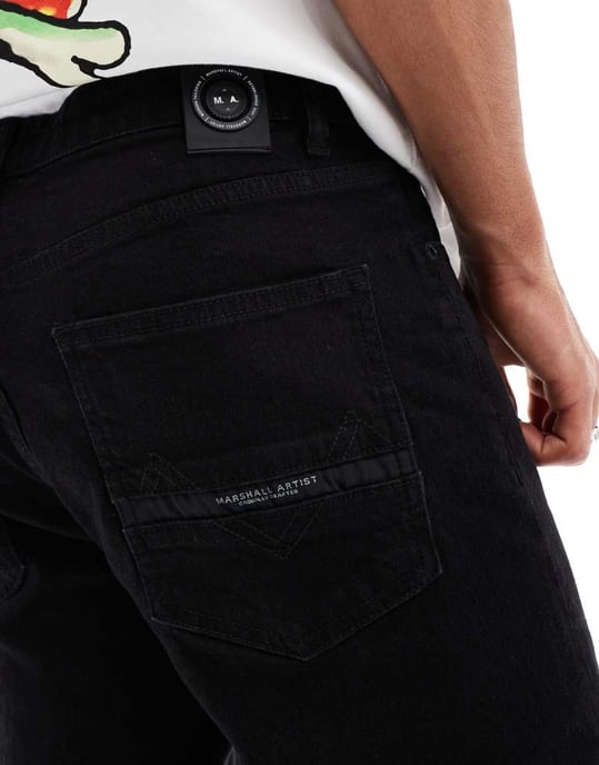 Marshall Artist slim fit jeans i svart overdyed - Image 3