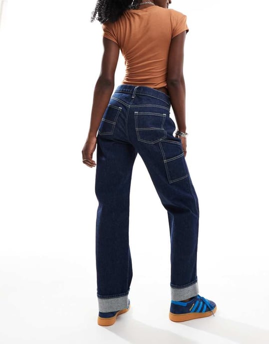 Abercrombie & Fitch baggy låg midja snickarjeans i indigo - Image 4