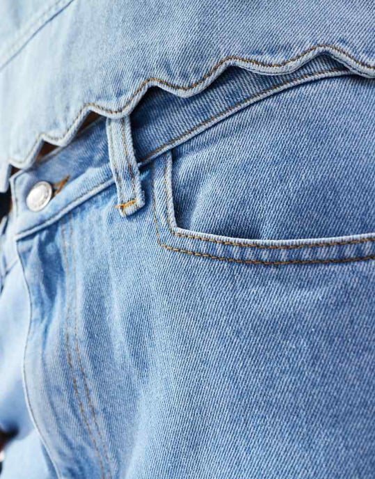 ASOS DESIGN 90-tals raka scalloped jeans i mellanblå - Image 3