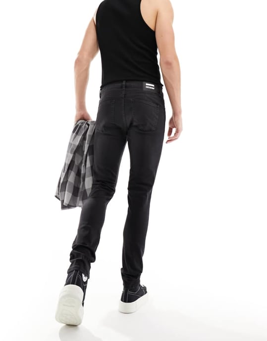Dr Denim Chase slim fit jeans i mörkt slitet svart - Image 1