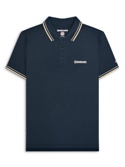 Mens Navy Cinder Cream Twin Tipped Polo Shirt - Image 1