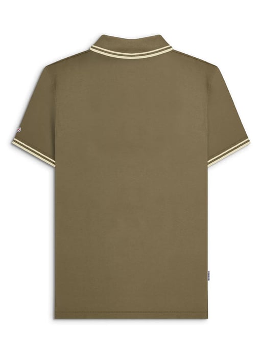 Mens Khaki Oatmeal Twin Tipped Polo Shirt - Image 4