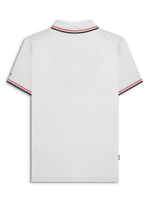 Mens White Red Navy Twin Tipped Polo Shirt - Image 4