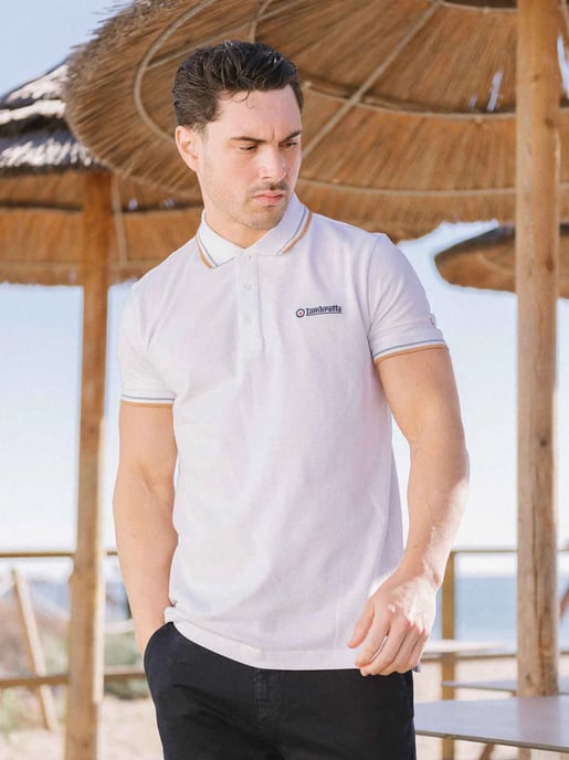 Mens White Sky Tobacco Twin Tipped Polo Shirt - Image 1