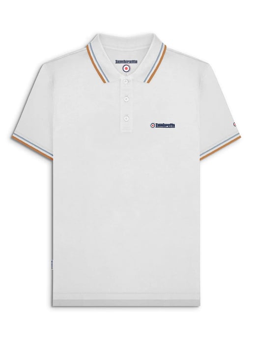 Mens White Sky Tobacco Twin Tipped Polo Shirt - Image 2