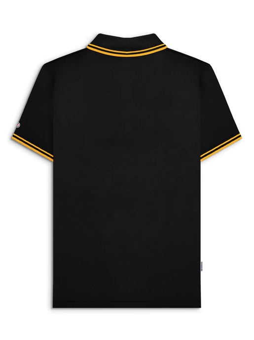 Mens Black Gold Twin Tipped Polo Shirt - Image 4