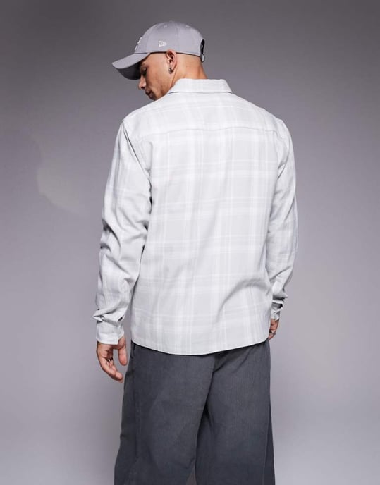 ASOS DESIGN slim check shirt in grey - Image 2