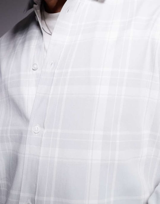 ASOS DESIGN slim check shirt in grey - Image 3