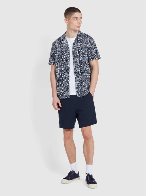 Mens True Navy Landon Print Revere Shirt - Image 3