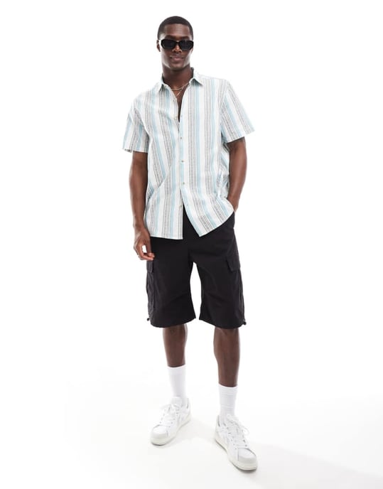 ASOS DESIGN relaxed shirt in aztec stripe - Image 2
