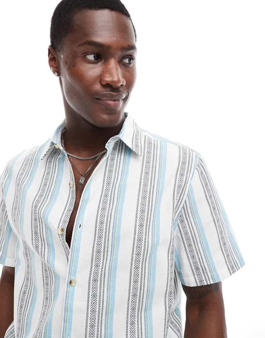 ASOS DESIGN relaxed shirt in aztec stripe - Image 3