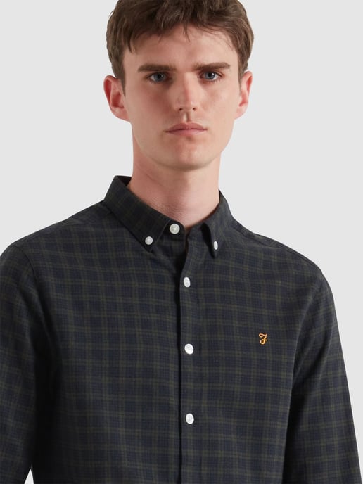 Mens True Navy Marl Milners Windowpane Shirt - Image 2