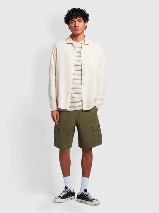 Mens Cream Campbell Overshirt - Image 3