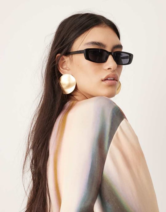 ASOS EDITION satin long sleeve top in blurred stripe - Image 3