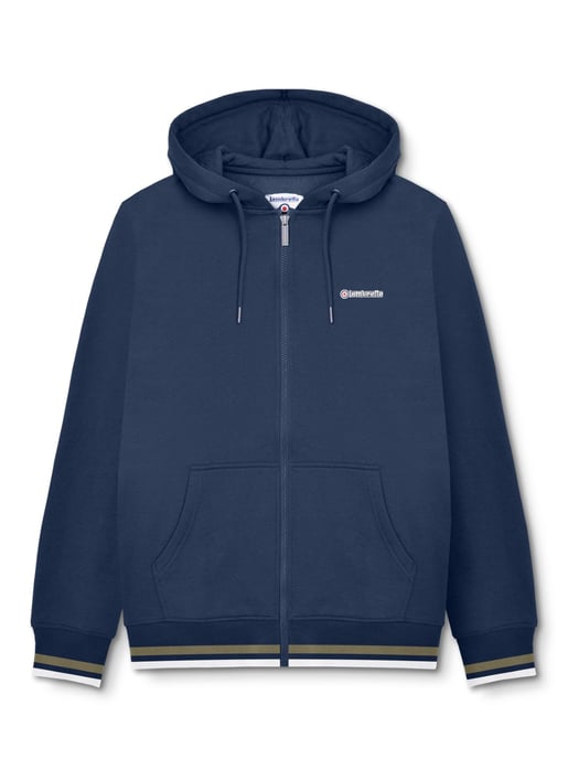 Mens Navy Khaki Zip Hoodie - Image 1