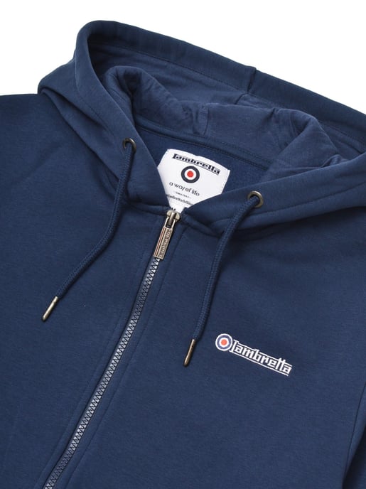 Mens Navy Khaki Zip Hoodie - Image 2
