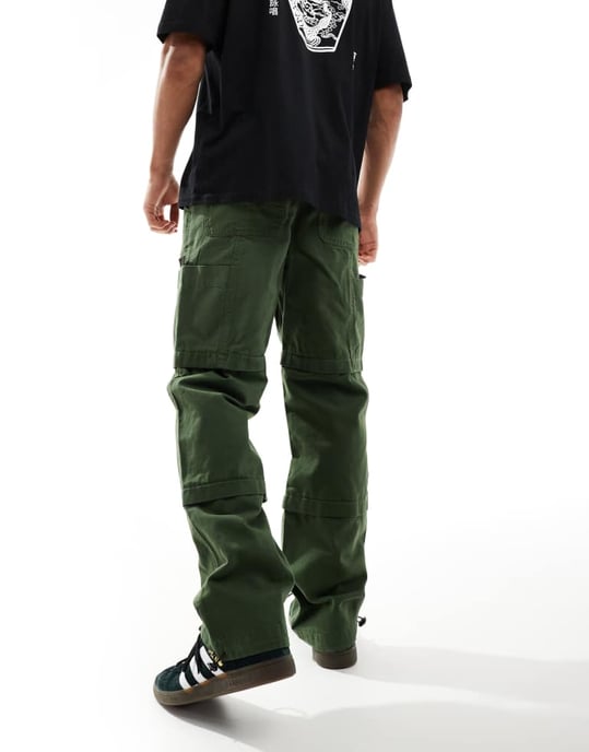 ASOS DESIGN panelbyxor med lappar i khaki - Image 3