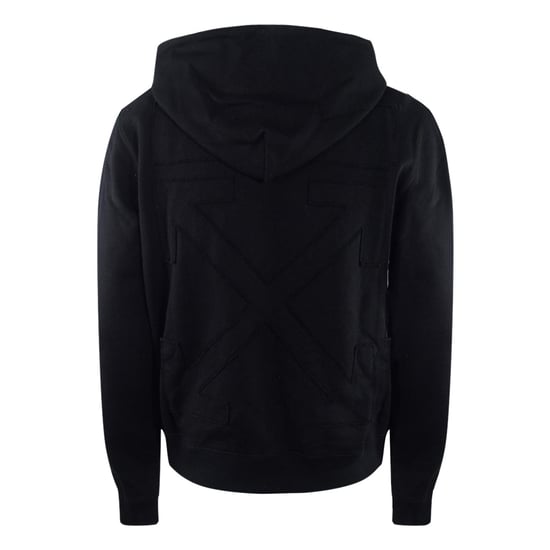 Off-white Monotone Arrow Logo On Back Black Hoodie - Image 4