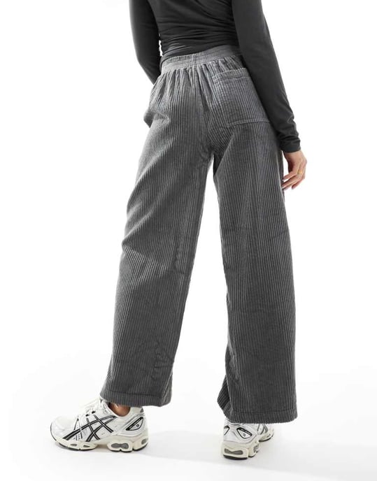 ASOS DESIGN cord barrel trousers in charcoal - Image 3