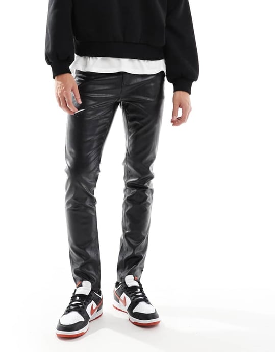 ASOS DESIGN skinny leather look trouser in black - Image 1