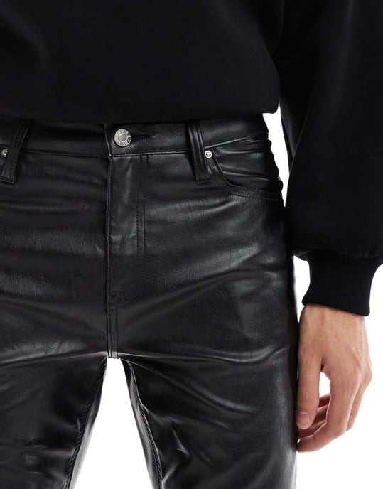 ASOS DESIGN skinny leather look trouser in black - Image 3