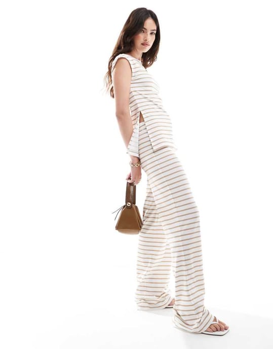 ASOS DESIGN vida byxor i set med kamelrand - Image 1
