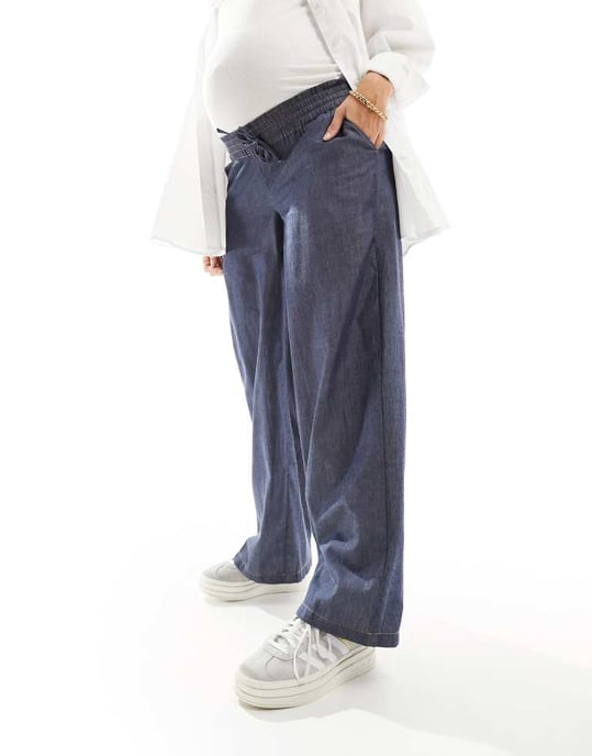 Mamalicious Graviditet vida jeans i blått - Image 4