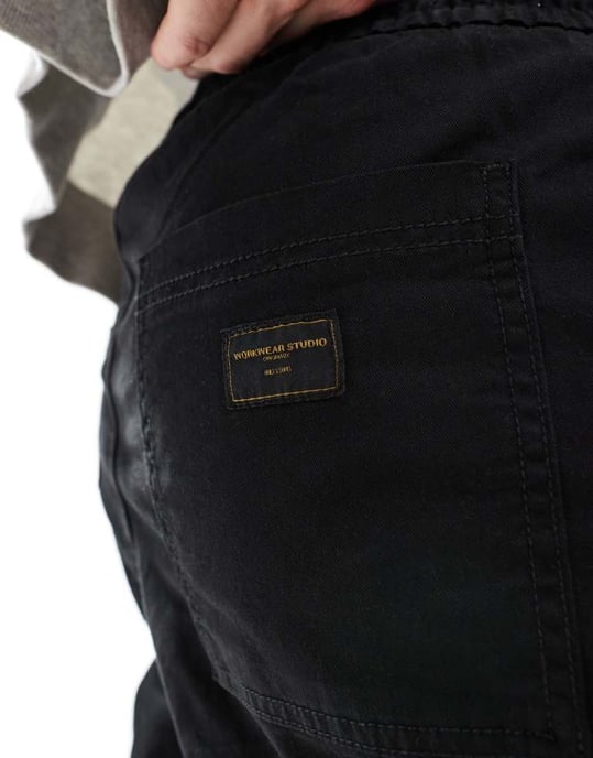 ONLY & SONS lös passform arbetarebyxor i svart - Image 3