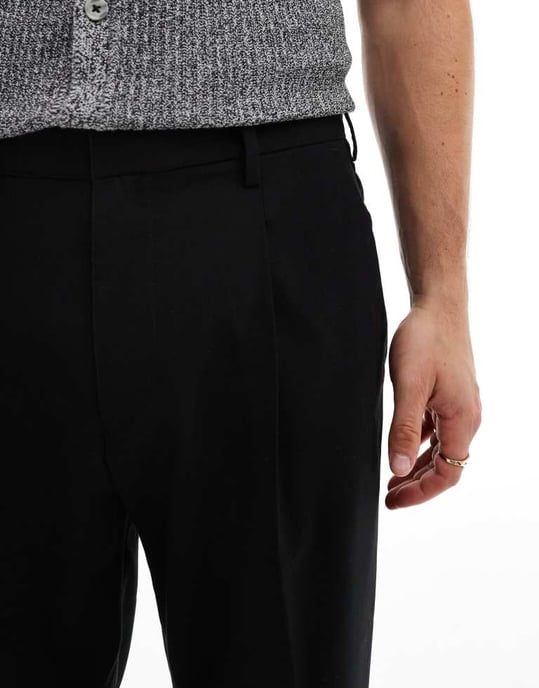 ASOS DESIGN justerade smartbyxor med joggercontent i svart - Image 3