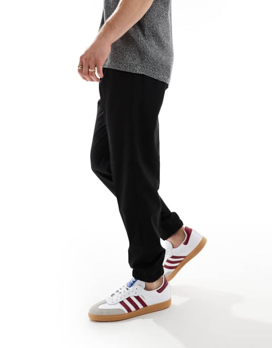 ASOS DESIGN justerade smartbyxor med joggercontent i svart - Image 4