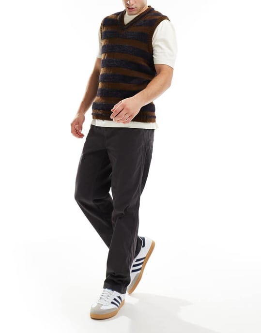 ONLY & SONS byx med elastisk midja i tapered stil i mörkgrått - Image 2