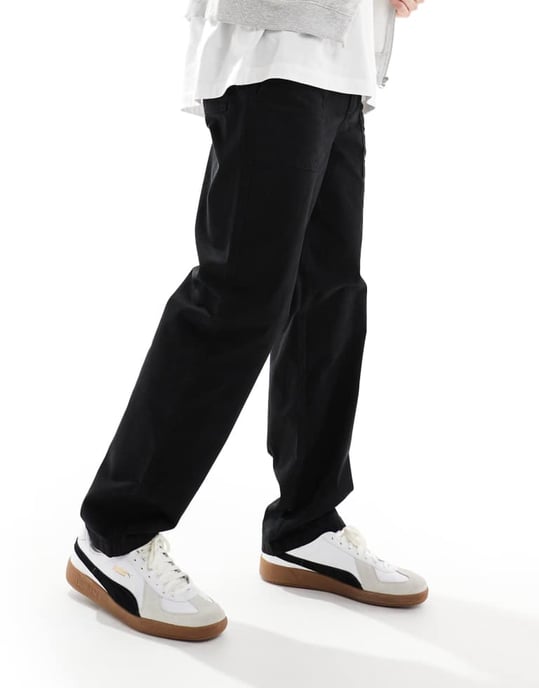 ONLY & SONS loose fit worker trouser in black - Image 4