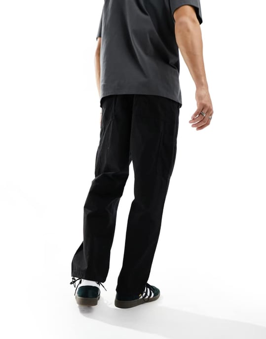 Selected Homme lösa cargo-byxor i svart - Image 3