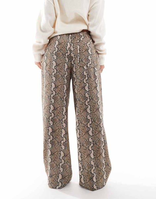 ASOS DESIGN satin pull on trouser in snake print - Image 2