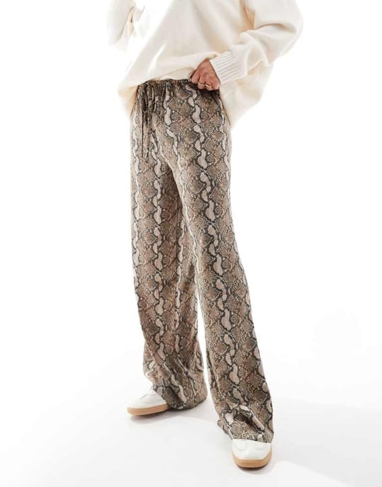 ASOS DESIGN satin pull on trouser in snake print - Image 3