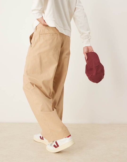 Abercrombie & Fitch baggy linnebyxa i beige - Image 4